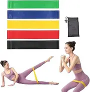 5-Piece Fitness Bands Resistance Set, Natural Latex Fitness Bands, Strength Training/Rehabilitation Stretch/Pilates, Unisex Yoga Elastic Bands Pull Bands Home Gym Equipment