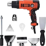 Black+Decker KX2200K 2,000 W Hot Air Unit (with 2-Level Safety Switch, Continuous Temperature Setting, Automatic Shut-Off, Includes 8-Piece Accessories)