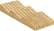 Navaris In-Drawer Knife Block - Organizer with Slots for 13 Knives - Bamboo Stor