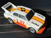 VTG - Tomy AFX BMW 320i White/Yellow/Orange #27 Aurora AFX G-plus Chassis - NEW