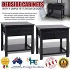 Set of 2 Wooden Black Bedside Cabinets Telephone Stand End Tables Drawer Cabinet
