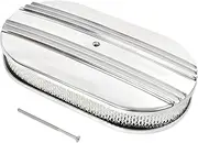 15" Polished Aluminum Air Cleaner Assembly Kit Alloy Oval Partial Half Finned with Element