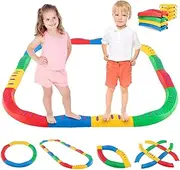 HONEY JOY 20 PCS Balance Beam Set, Kids Balance Blocks with Massage Patterns, Indoors Outdoors Gym Equipment Toys, Training Obstacle Course Floor Games for Coordination & Stability Exercise