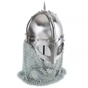 Steel Viking Helmet with Chainmail Halloween Medieval Helmet For Cosplay Larp