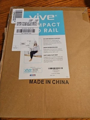 Vive Health Compact Bed Rail LVA2009SLV, Secure Bed Support Drop Down Non-Slip