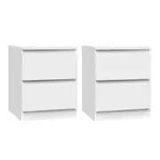 2x Bedside Table 2 Drawers - PEPE White