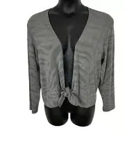Chicos Travelers Size 3 (XXL) Gray Silver Slinky Front Tie Jacket L/S NWT E444