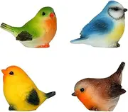 KyeeaDIY 4Pcs Birds Decorative Ornaments, Resin Birds Statues Simulated Bird Figurine Decorations Indoor Animal Lover Home Collection, for Garden Living Room (coloured)