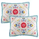 Two Pioneer Woman ~ Quilted MAZIE MEDALLION ~ King Size Pillow Shams ~ 20" X 36"