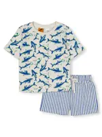 Tilt Elasticated Waist Toddler Boy Printed Shorts Pyjamas, Size 5