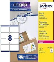Avery L7165 Self Adhesive Parcel Shipping Labels, Laser Printers, 8 Labels Per A4 Sheet, 320 Labels, UltraGrip