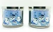 2 Bath & Body Works FROSTED COCONUT SNOWBALL Large Scented 3 Wick Candle 14.5 oz