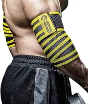 Elbow Wraps for Weightlifting (1 Pair), 48" Elastic Elbow Support & Compression Powerlifting, Fitness, Cross Training & Gym Workout - Elbow Straps for Weight Lifting
