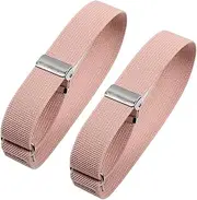 [Tadill] 2pcs Adjustable Shirt Sleeve Holders Elastic Bracelets for Clothing Accessories, Pink, as described