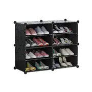Black DIY Cube Shoe Cabinet Rack Storage Stackable Organiser 2 Column 4 Row