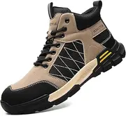 [JiuQing] Steel Toe Boots Mens Lightweight Safety Boots Non-Slip Comfortable Indestructible Industrial Work Boots