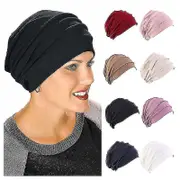 Women Beanie Soft Turban Bonnet Wrap Hedging Louver Chemo Hat Beige