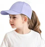[AIDIER] Girls Ponytail Baseball Cap 3-8 Years Boys Girls Adjustable Baseball Hat with Ponytail Hole Child Snapback Cap Kids Golf Peaked Cap Breathable Sun Hat for Beach Camp Cycling Sun Protection Sports Hat