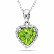 7.0mm Heart-Shaped Peridot Pendant in Sterling Silver