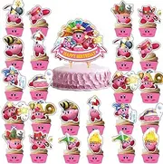 25PCS Kriby Star Cake Decorations, Cartoon Game Cupcake Toppers Cake Topper for Kids Fans Birthday Party Supplies