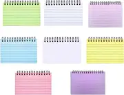 （400） Sheets Multicolor Index Cards, 50 Pads The Spiral Bound Ruled Index Cards with PVC Cover, Multicolor Paper Ring Index Card Note Taking Paper for Studying, School, Memory，8Colors