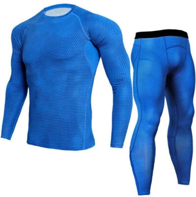 Men Workout Fitness Apparel Gym Outdoor Running Compression Long Pants Shirt Top