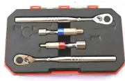 Sloky Tools D02 Ratchet Hand Set 4 Pieces Extender Sockets With Case Red Blue