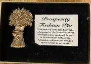 Vintage Prosperity Fashion Pin by Carrington Jewelers Gold Tone Wheat Sheaf