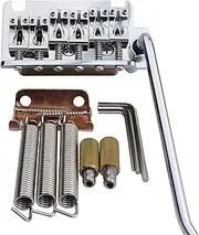Guyker Guitar Tremolo Bridge with Tremolo System Saddle and Full Size Brass Block CNC Machine Replacement Part (chrome, GG510)