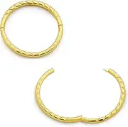 Pierced Koala 1 Pair Gold Plated Sterling Silver Hinged Hoop Polished Faceted Sleeper Earrings Nose Ring Nickel Free Handmade in Australia 8mm - 14mm
