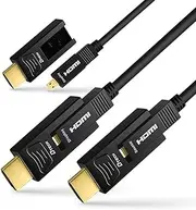 Fiber Optic HDMI Cable 50 ft Support Ultra HD 4K 60Hz (4:4:4/4:2:2/4:2:0 Chroma Subsampling) 18Gbps High Speed, with Dual Micro HDMI and Standard HDMI Connectors