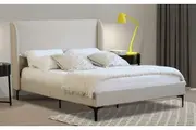 Istyle Modern Classic Olivia King Fabric Bed Frame White Oak with Black Legs