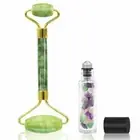 Jade Roller for Face + Gemstone Essential Oil Roller Bottle-100% Natural Roller
