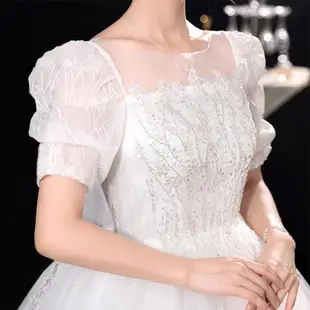 法式婚紗2023新款新娘主婚紗重工縫制奢華拖尾風夢幻顯瘦齊地105
