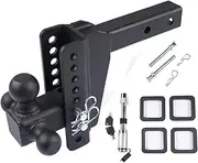Black Tri-Ball Trailer Hitch Fits 2'' Receiver 8'' Drop/Rise 18500 LBS Heavy Duty