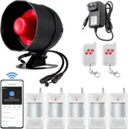 WiFi Alarm Home Security System, 120dB Alarm System with Motion Sensor and Re...