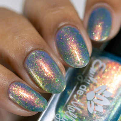 Emily de Molly Ready To Begin Blue Copper Gold Green Flakies Shimmer Nail Polish