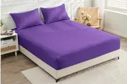 LINENOVA Cooling Bamboo Blend Fitted Sheet Set - Purple