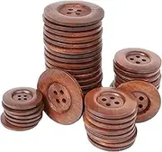 Chenkou Craft 20pcs Large Size 60MM Brown Round Wood Buttons 4 Holes Craft Sewing Button