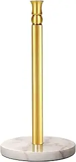 Siwil Paper Towel Holder Stand, One-Handed Ripping Paper Towel Roll Holder Countertop, Heavy Marble Base, NOT Tip Over - (Marble Base, Gold)