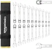 Amazon Basics Ratcheting Wrench Set - Metric and SAE, 20-Piece