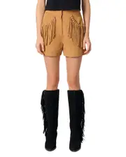 Maje Fringed Nubuck Shorts