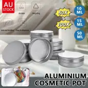 Aluminium Empty Cosmetic Pot Lip Balm Jar Tin Container Silver Box Containers AU
