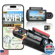 Juscar 2.5K+1080P Dual Dash Cam Front and Inside, WiFi and GPS Dash Camera fo