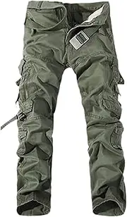 [HanzhuoLG] Overalls Men's Military Tactical Camouflage Cargo Pants Training Camo Offroad Army Male Clothing Baggy Work Trousers For Men Military green XL
