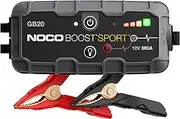 NOCO Boost Sport GB20 500A 12V UltraSafe Lithium Jump Starter Box, Car Battery Booster, Jump Start Pack, Portable Power Bank Charger, and Jumper Cable Leads for up to 4-Liter Petrol Engines