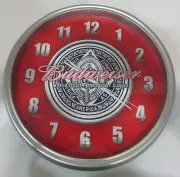 Budweiser Wall Clock The Great American Lager Quartz AA Battery Round 15" New