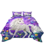 Girly Fantasy Designs Butterflies and Unicorn Coverlet
