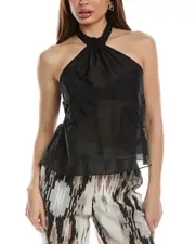 Natori Applique Silk-Blend Top