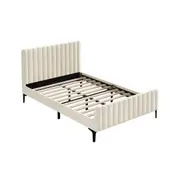 Oikiture Bed Frame Double Size Beds Platform Velvet Fabric ROYO
